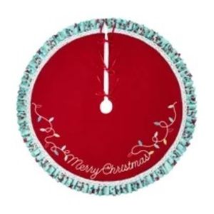 NWT Pioneer Woman Red Knit Polyester Christmas Tree Skirt 48x48 Below $40 Retail